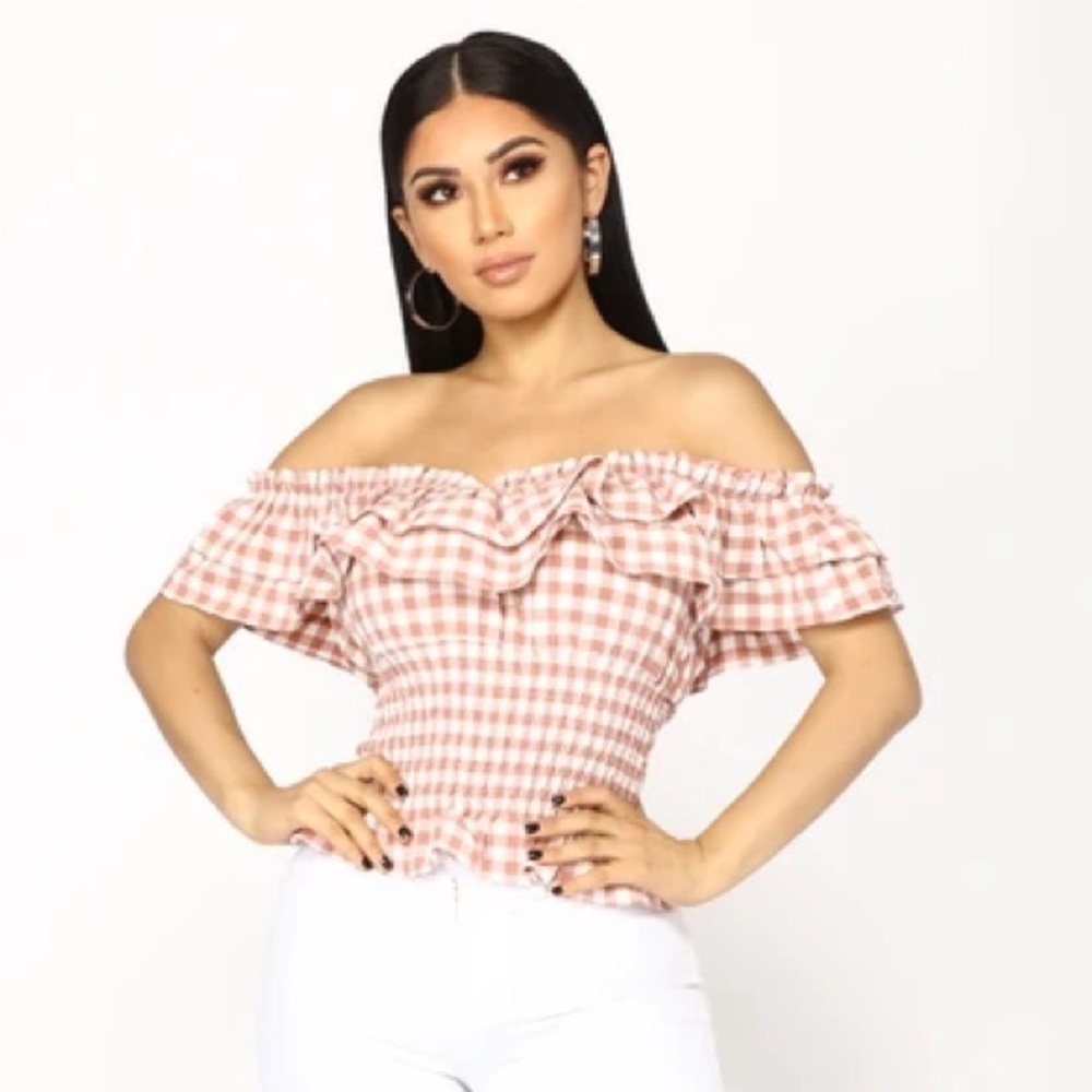 fashion nova madilyn gingham pink top